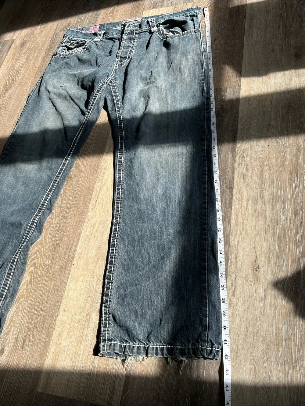 True Religion Men's Washed Black-Blue Relaxed Jeans